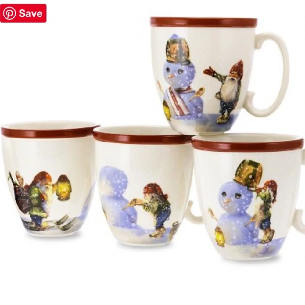 Williams Sonoma Set of Four Nordic Elf Mugs